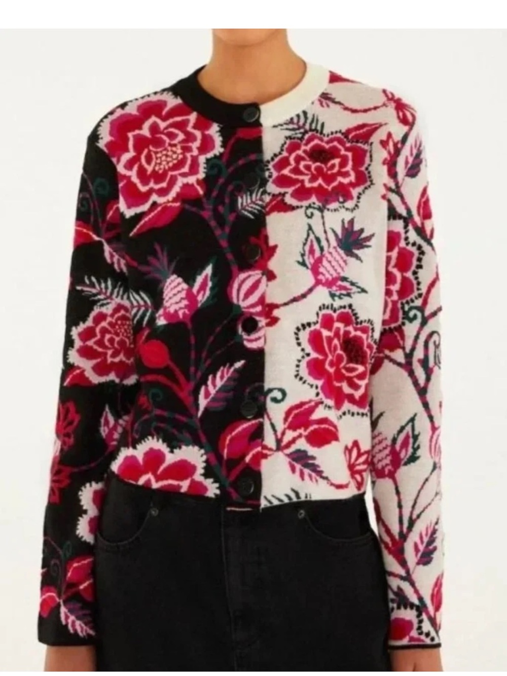 FARM Rio winter garden mixed knit cardigan marcelle black